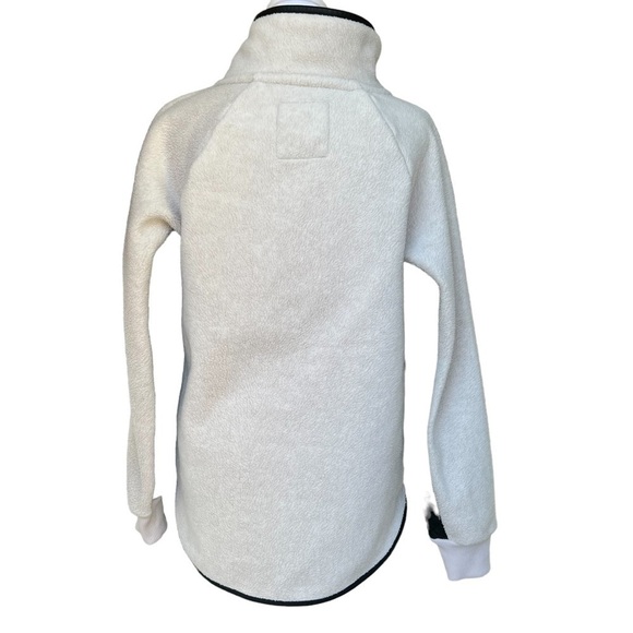 Abercrombie & Fitch - Asymmetrical Snap-Up Fleece White & Black Leather Sz Sm - Picture 4 of 6